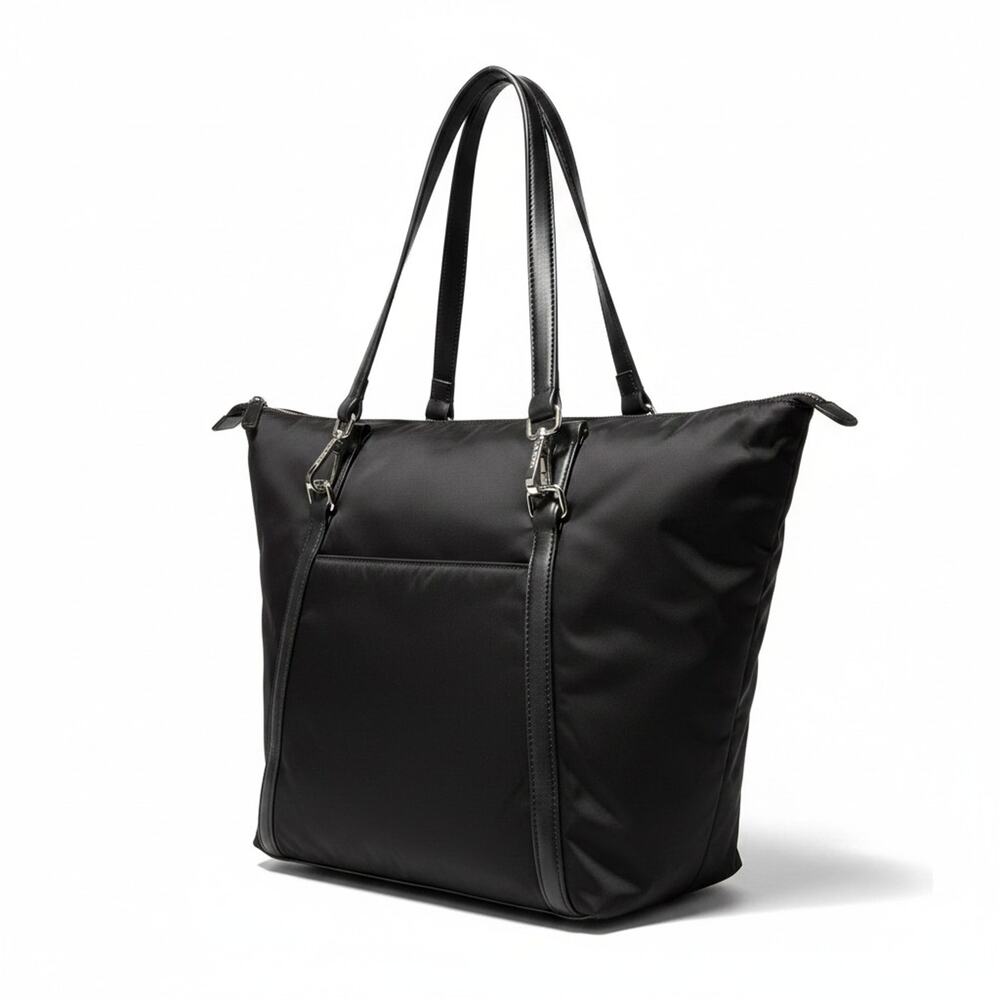 MZ Wallace Bedford Nylon Tote Bag Large Black Shoulder Strap Inner Pouch Pockets
